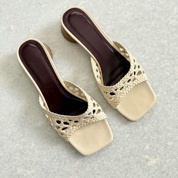 STAUD Women's Simone Crochet Heels, Cream, Off White, 7.5 - Picture 2 of 8